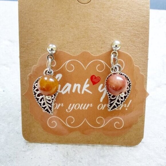🎁☃️❄️ $10 Stocking Stuffers!!! Carnelian Leaf Earrings! Short + Lightweight! - Picture 8 of 8